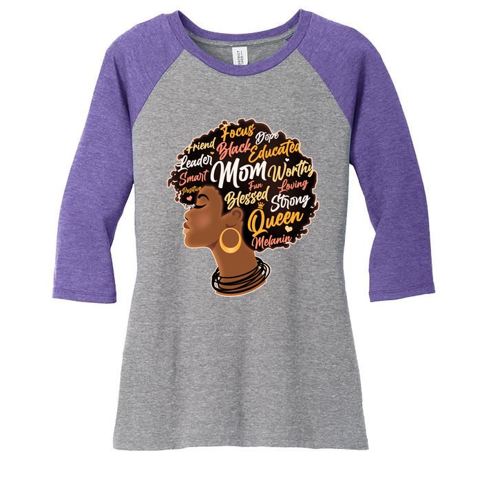 Happy Mother’s Day Mom Queen African American Women's Tri-Blend 3/4-Sleeve Raglan Shirt