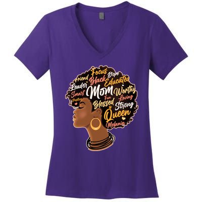 Happy Mother’s Day Mom Queen African American Women's V-Neck T-Shirt