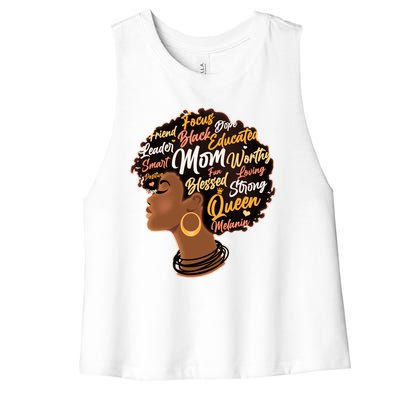 Happy Mother’s Day Mom Queen African American Women's Racerback Cropped Tank