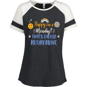 Happy On A Monday That's Called Retirement Enza Ladies Jersey Colorblock Tee