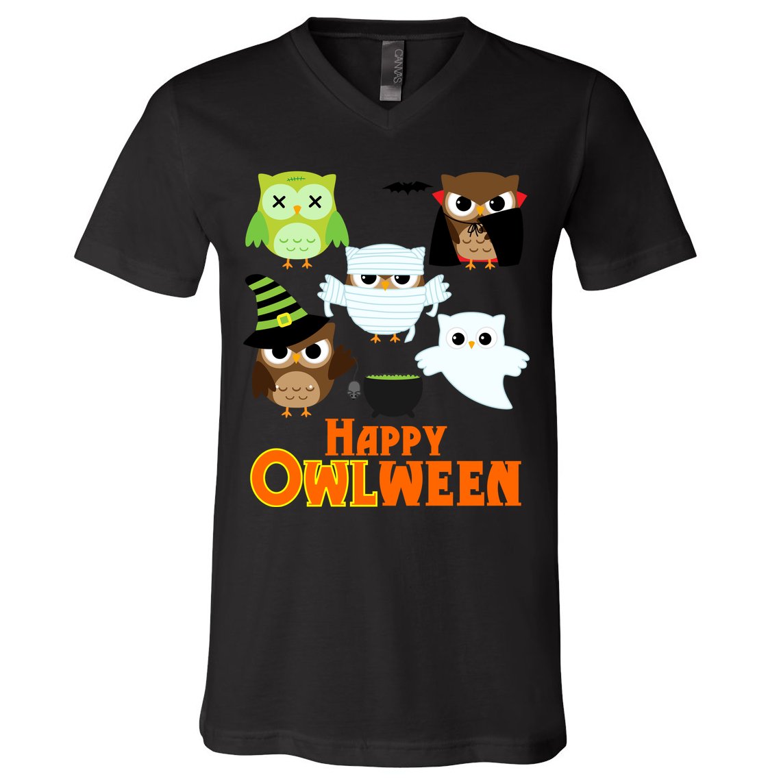 Happy OWLween Halloween Cute V-Neck T-Shirt
