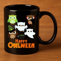 Happy OWLween Halloween Cute 11oz C Handle Ceramic Mug