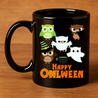 Happy OWLween Halloween Cute 11oz C Handle Ceramic Mug