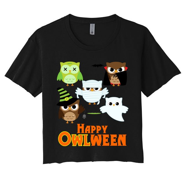 Happy OWLween Halloween Cute Crop Top
