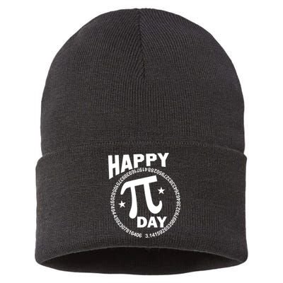 Happy Pi Day Numbers Sustainable Knit Beanie