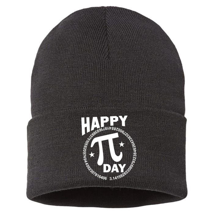 Happy Pi Day Numbers Sustainable Knit Beanie