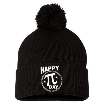 Happy Pi Day Numbers Pom Pom 12in Knit Beanie