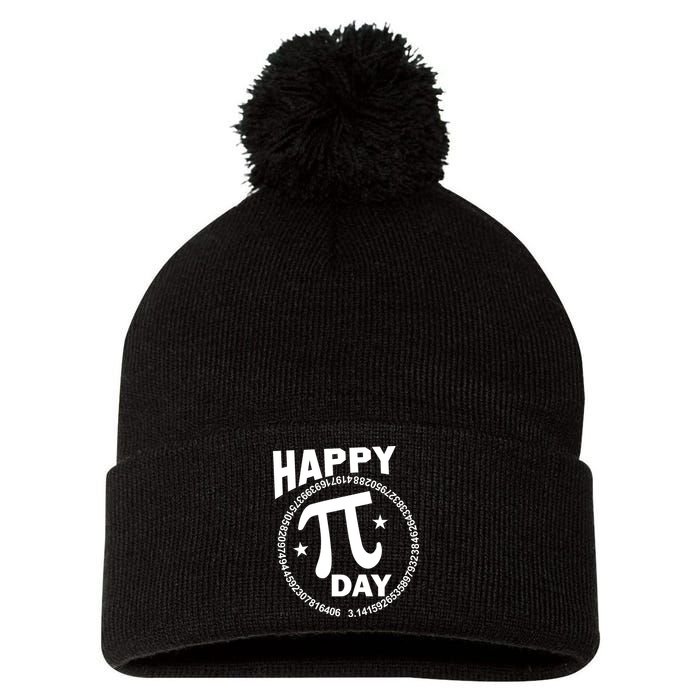 Happy Pi Day Numbers Pom Pom 12in Knit Beanie