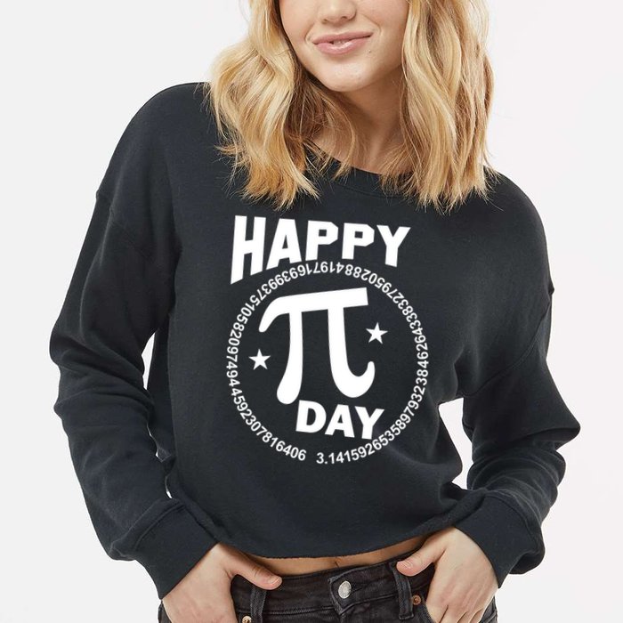 Happy Pi Day Numbers Cropped Pullover Crew