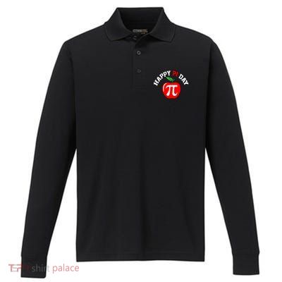 Happy Pi Day Teachers Apple Performance Long Sleeve Polo