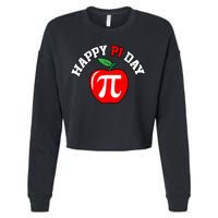Happy Pi Day Teachers Apple Cropped Pullover Crew