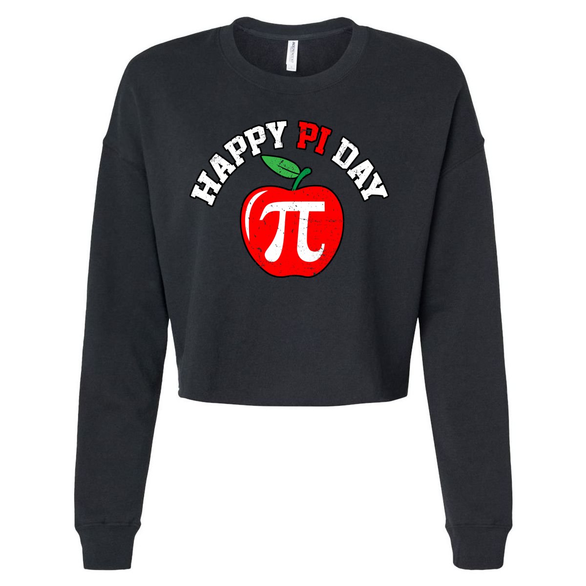 Happy Pi Day Teachers Apple Cropped Pullover Crew