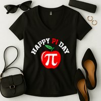 Happy Pi Day Teachers Apple Women's V-Neck T-Shirt