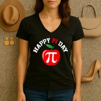 Happy Pi Day Teachers Apple Women's V-Neck T-Shirt