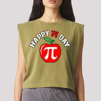 Happy Pi Day Teachers Apple Garment-Dyed Women's Muscle Tee