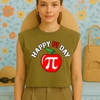 Happy Pi Day Teachers Apple Garment-Dyed Women's Muscle Tee