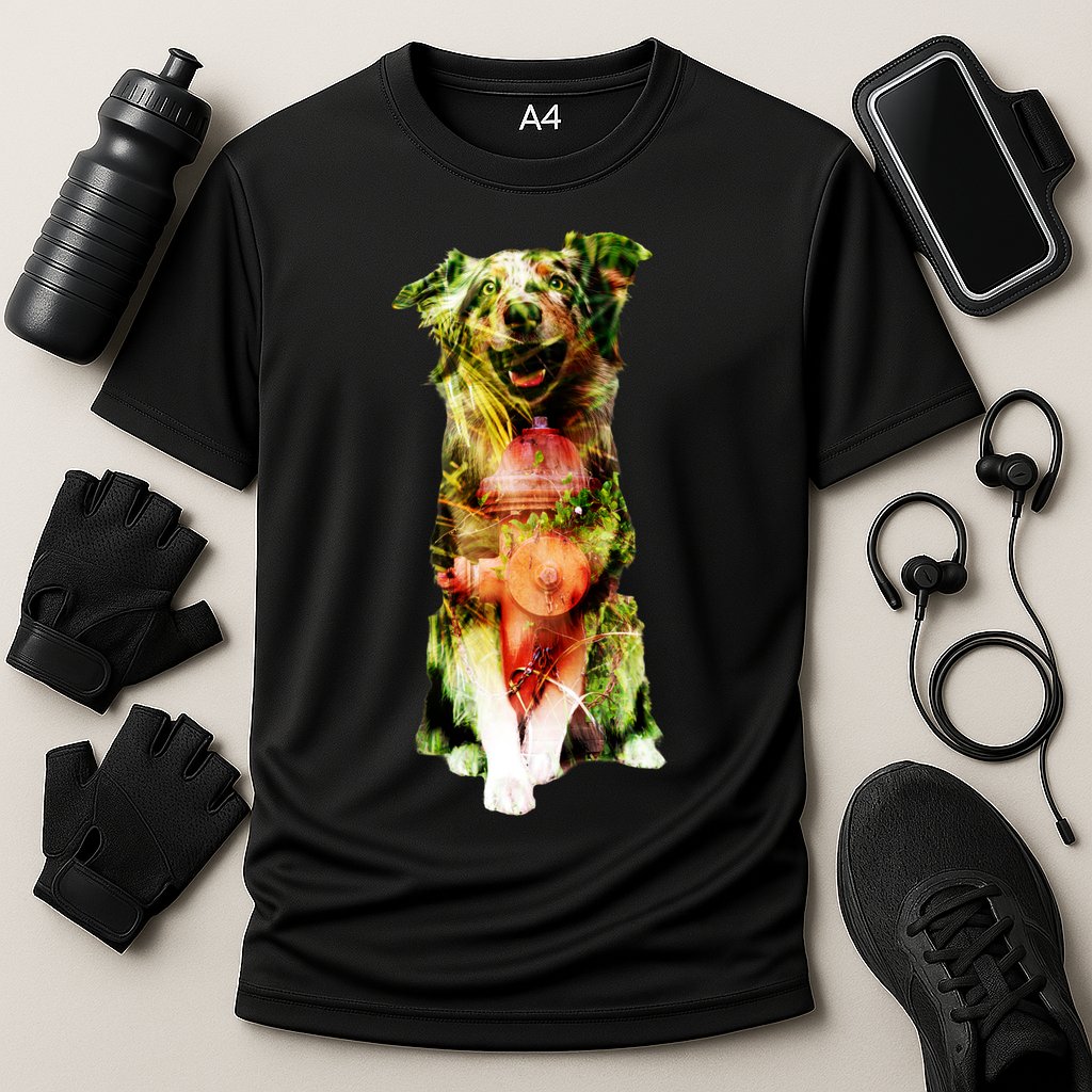 Happy Pup Fire Hydrant Rescue Dog Cooling Performance Crew T-Shirt