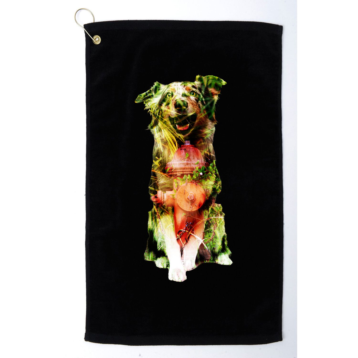 Happy Pup Fire Hydrant Rescue Dog Golf Towel