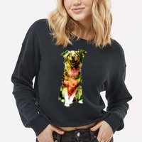Happy Pup Fire Hydrant Rescue Dog Cropped Pullover Crew