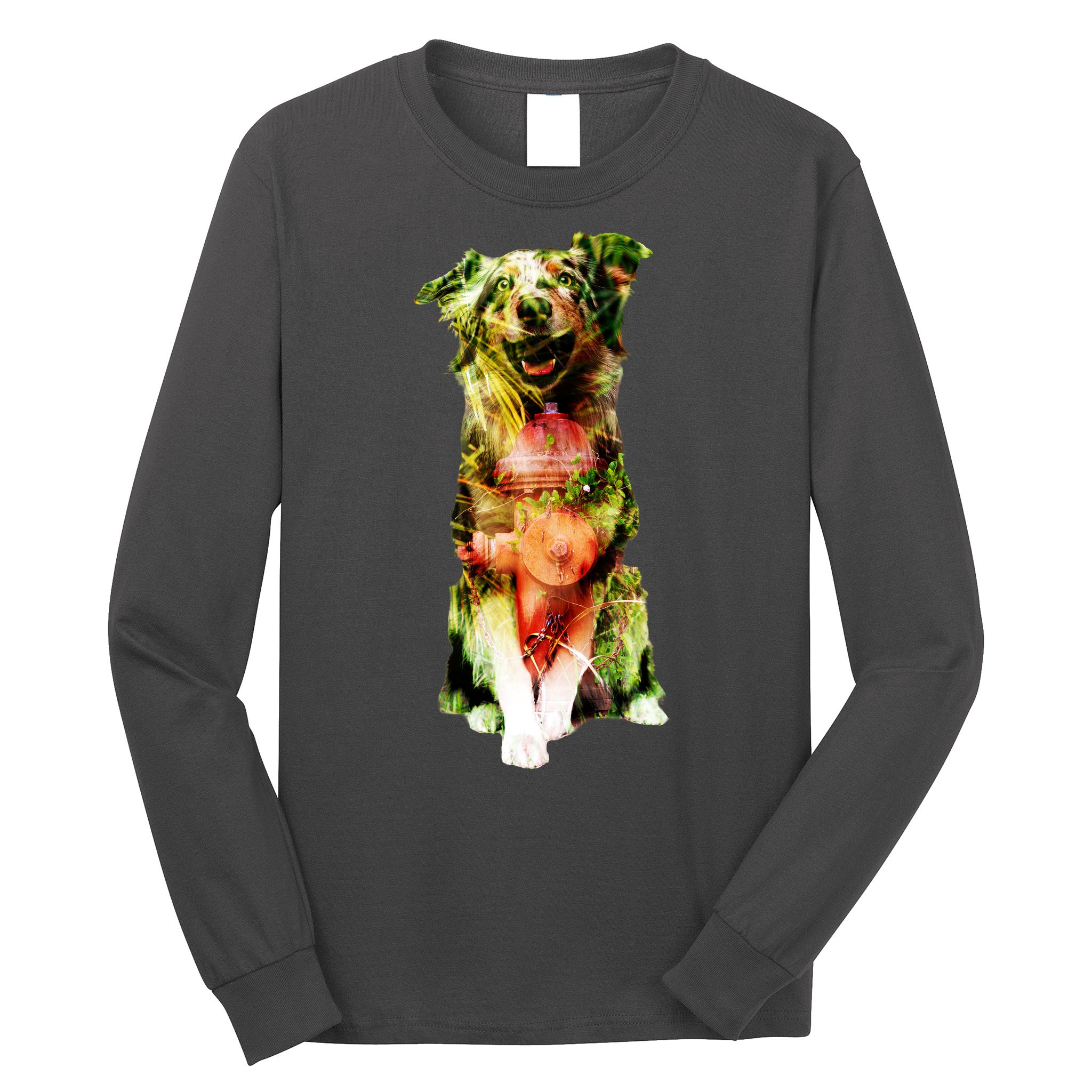 Happy Pup Fire Hydrant Rescue Dog Long Sleeve Shirt