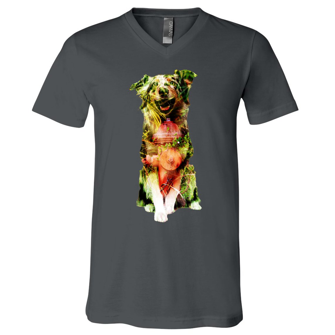 Happy Pup Fire Hydrant Rescue Dog V-Neck T-Shirt