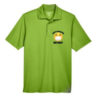 Happy Quarantine Birthday Smiley Emoji Men's Origin Performance Piqué Polo