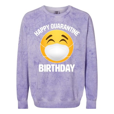 Happy Quarantine Birthday Smiley Emoji Colorblast Crewneck Sweatshirt