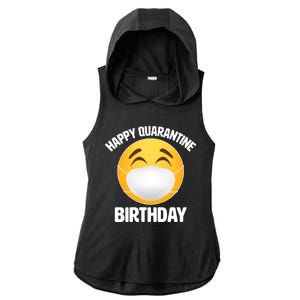 Happy Quarantine Birthday Smiley Emoji Ladies PosiCharge Tri-Blend Wicking Draft Hoodie Tank