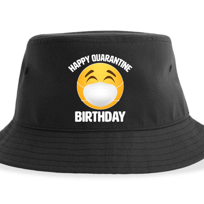 Happy Quarantine Birthday Smiley Emoji Sustainable Bucket Hat