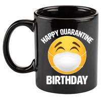 Happy Quarantine Birthday Smiley Emoji 11oz C Handle Ceramic Mug
