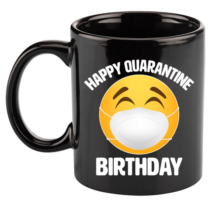 Happy Quarantine Birthday Smiley Emoji 11oz C Handle Ceramic Mug
