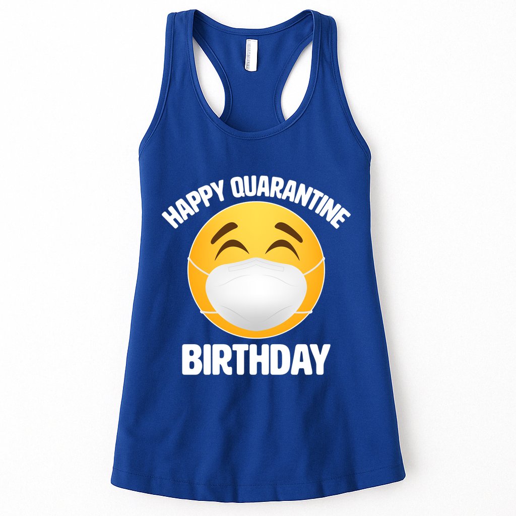Happy Quarantine Birthday Smiley Emoji Womens Tank Top