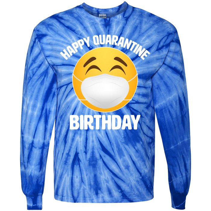 Happy Quarantine Birthday Smiley Emoji Tie-Dye Long Sleeve Shirt