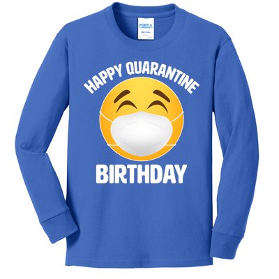 Happy Quarantine Birthday Smiley Emoji Kids Long Sleeve Shirt