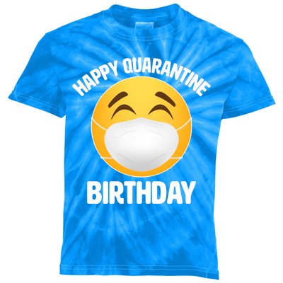 Happy Quarantine Birthday Smiley Emoji Kids Tie-Dye T-Shirt