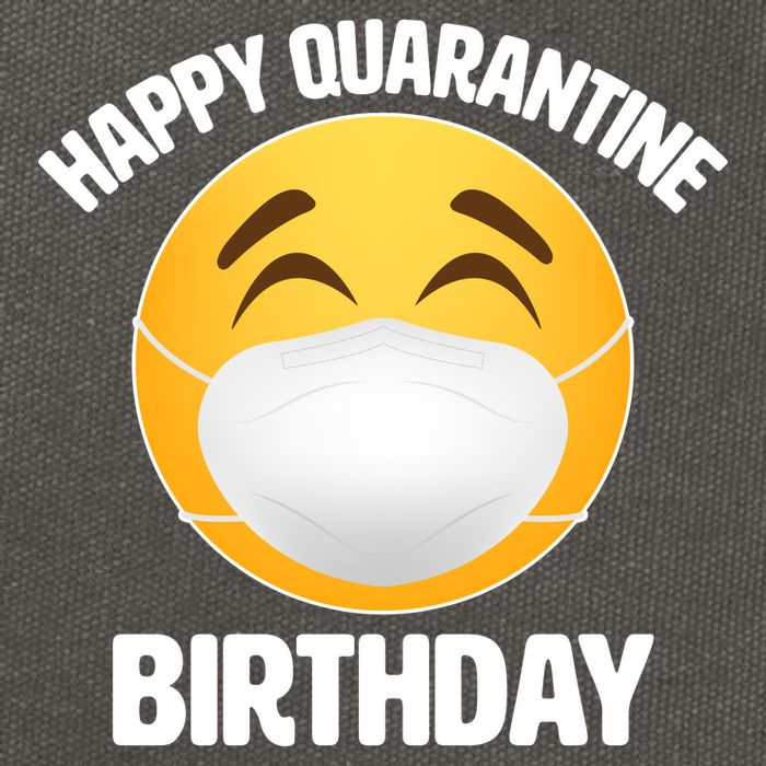 Happy Quarantine Birthday Smiley Emoji Cotton Canvas Backpack