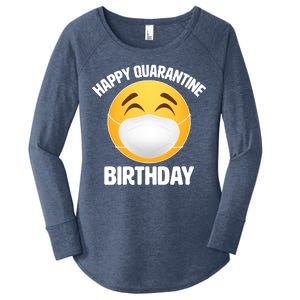 Happy Quarantine Birthday Smiley Emoji Women's Perfect Tri Tunic Long Sleeve Shirt