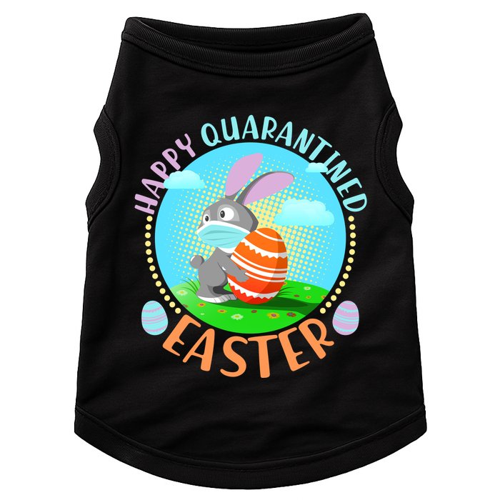 Happy Quarantined Easter Bunny With Mask And Egg Doggie Tank