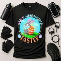 Happy Quarantined Easter Bunny With Mask And Egg Cooling Performance Crew T-Shirt