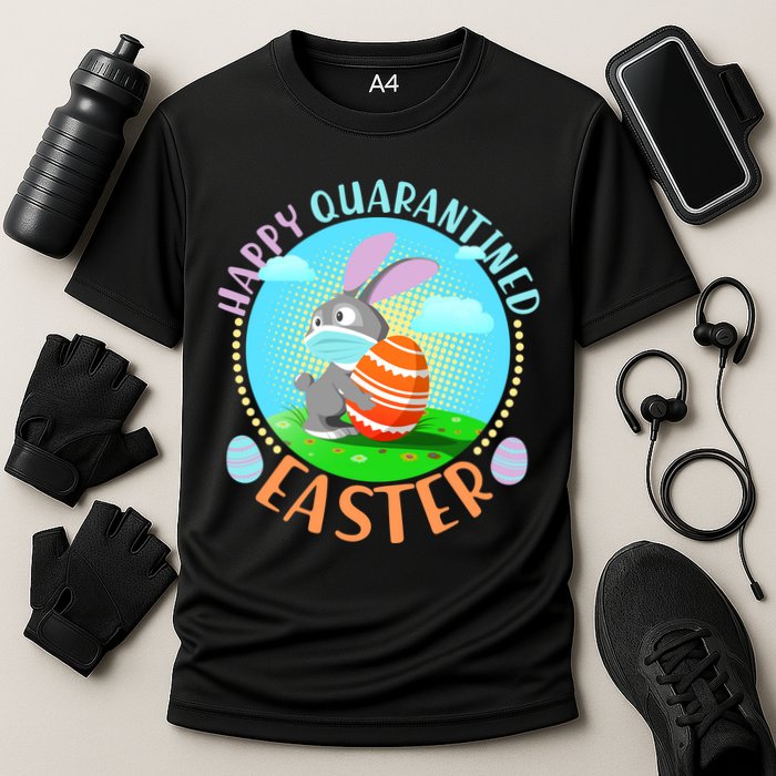 Happy Quarantined Easter Bunny With Mask And Egg Cooling Performance Crew T-Shirt