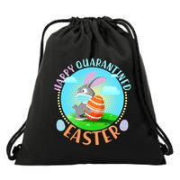 Happy Quarantined Easter Bunny With Mask And Egg Drawstring Bag