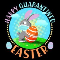 Happy Quarantined Easter Bunny With Mask And Egg Drawstring Bag