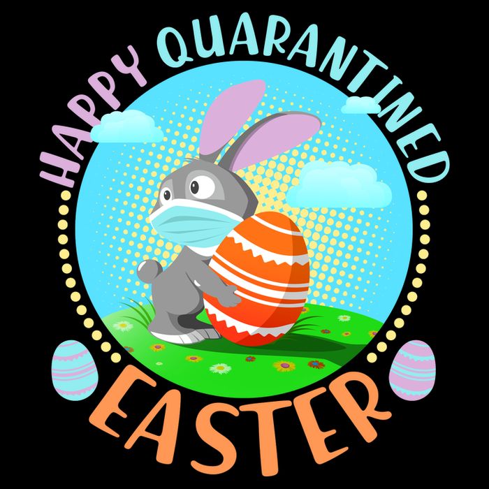 Happy Quarantined Easter Bunny With Mask And Egg Drawstring Bag