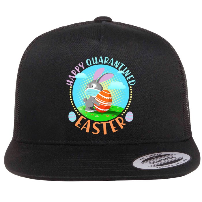 Happy Quarantined Easter Bunny With Mask And Egg Flat Bill Trucker Hat