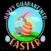 Happy Quarantined Easter Bunny With Mask And Egg Cooling Performance Long Sleeve Crew