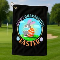 Happy Quarantined Easter Bunny With Mask And Egg Golf Towel