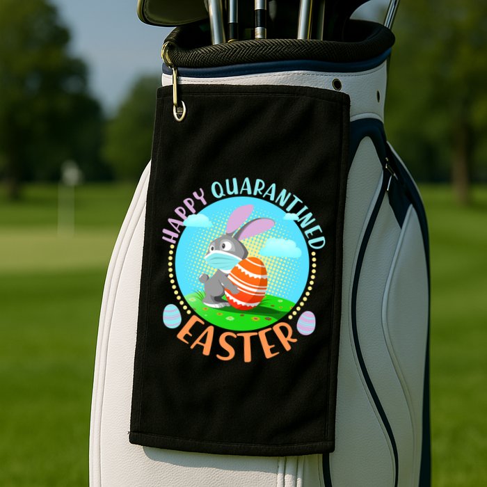 Happy Quarantined Easter Bunny With Mask And Egg Golf Towel
