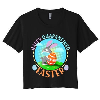 Happy Quarantined Easter Bunny With Mask And Egg Crop Top