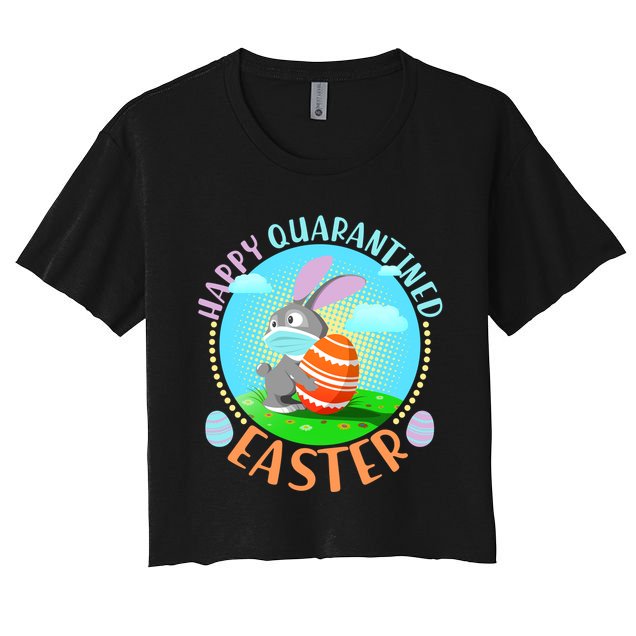 Happy Quarantined Easter Bunny With Mask And Egg Crop Top