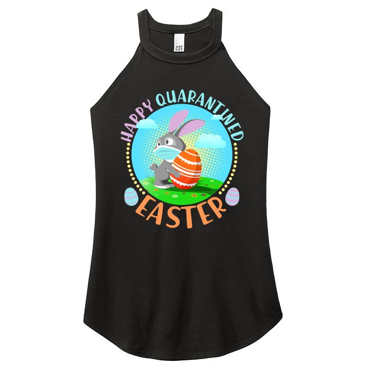 Happy Quarantined Easter Bunny With Mask And Egg Women's Perfect Tri Rocker Tank